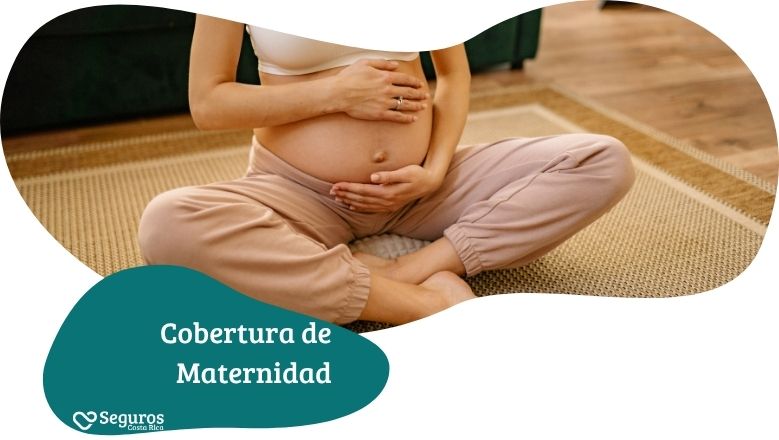 Mujer embarazada consultando una póliza de seguro de maternidad con un experto