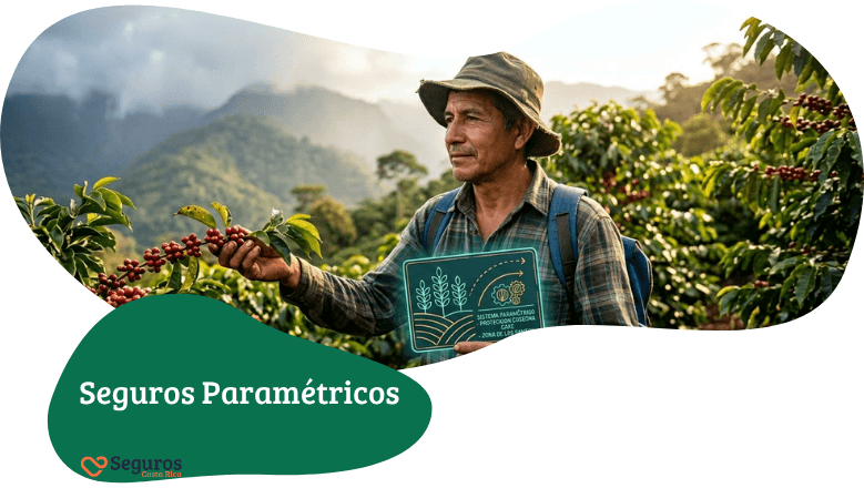Agricultor de café en Costa Rica mostrando que contrato un seguro paramétrico agrícola en Zona cafetalera.